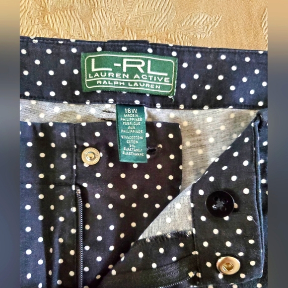 Lauren Ralph Lauren- Navy Polka-dot Pants, Size 16W - Picture 5 of 9